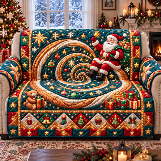Santa Christmas Swirl Quilted Sofa Cover GFTONTD3385