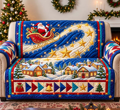 Santa Starry Sleigh Quilted Sofa Cover GFTONTD3386