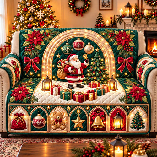 Santa Ornament Arch Quilted Sofa Cover GFTONTD3390