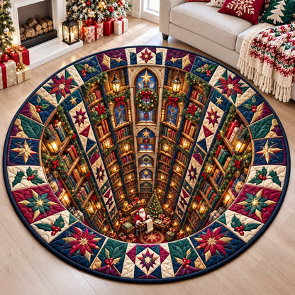 Christmas Library Tunnel Quilted Round Mat GFTONTD3412
