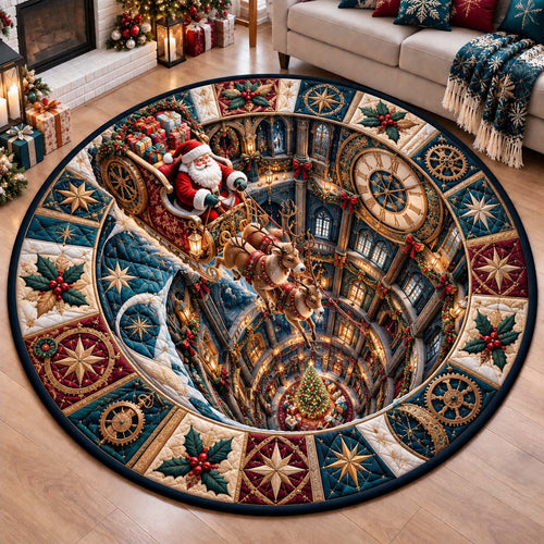 Santa Clockwork Vault Quilted Round Mat GFTONTD3417