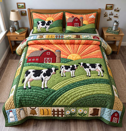 Morning Dairy Farm 3-Piece Quilted Bedding Set GFTONTD3444
