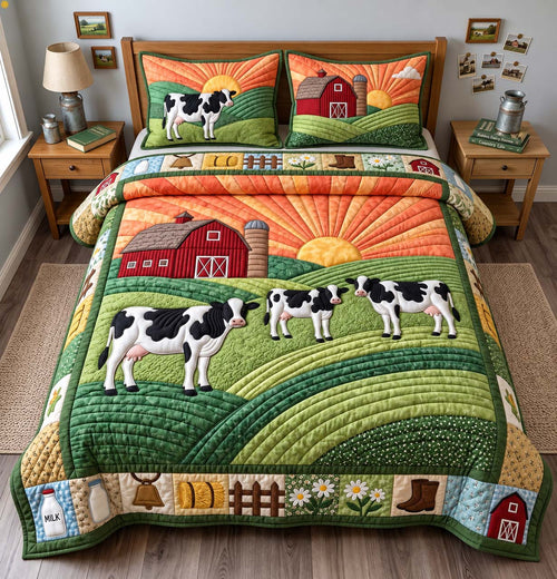 Morning Dairy Farm 3-Piece Quilted Bedding Set GFTONTD3444