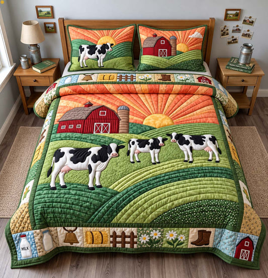 Morning Dairy Farm 3-Piece Quilted Bedding Set GFTONTD3444