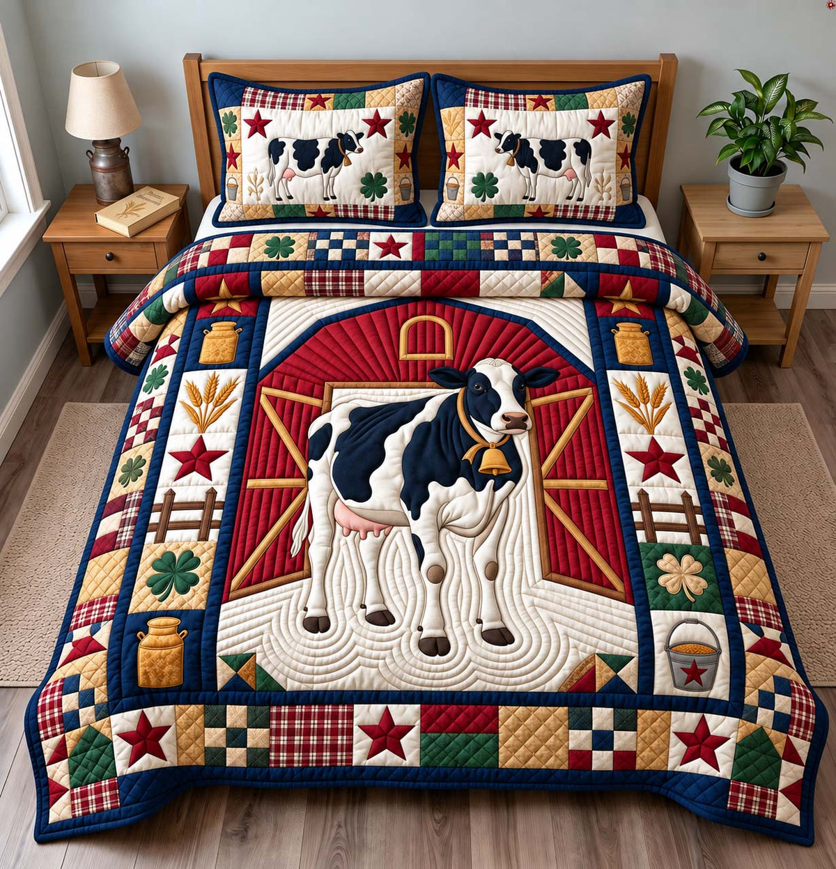 Barnyard Cow Charm 3-Piece Quilted Bedding Set GFTONTD3445
