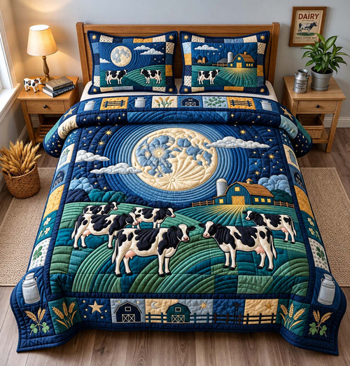 Moonlit Dairy Pasture 3-Piece Quilted Bedding Set GFTONTD3448