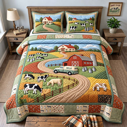 Dairy Road Journey 3-Piece Quilted Bedding Set GFTONTD3449