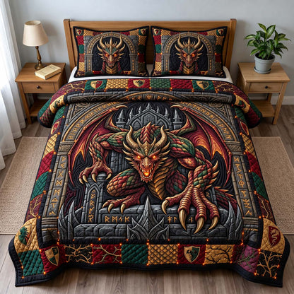 Dragon Fortress 3-Piece Quilted Bedding Set GFTONTD3457