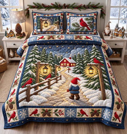 Cardinal Winter Path 3-Piece Quilted Bedding Set GFTONTD3462