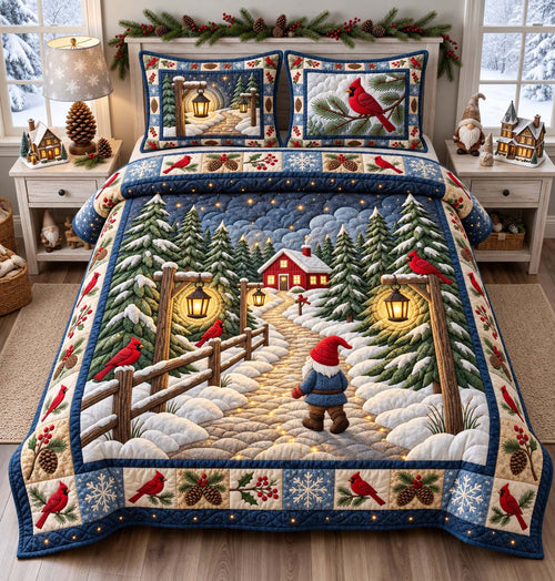 Cardinal Winter Path 3-Piece Quilted Bedding Set GFTONTD3462