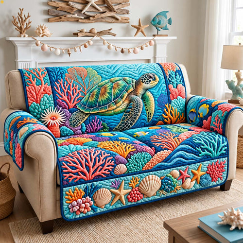 Coral Reef Turtle Quilted Sofa Cover GFTONTD3487