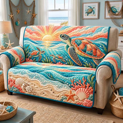 Sunset Turtle Journey Quilted Sofa Cover GFTONTD3488