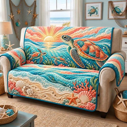 Sunset Turtle Journey Quilted Sofa Cover GFTONTD3488