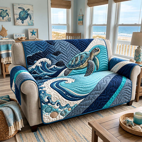 Pacific Turtle Waves Quilted Sofa Cover GFTONTD3491