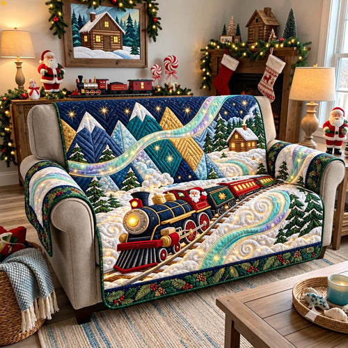Santa Mountain Express Quilted Sofa Cover GFTONTD3493