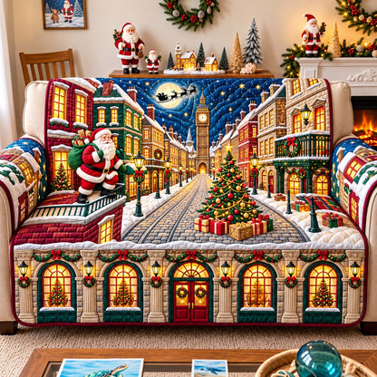 Santa London Christmas Quilted Sofa Cover GFTONTD3503