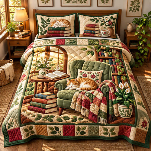 Reading Nook Kitty 3-Piece Quilted Bedding Set GFTONTD3510