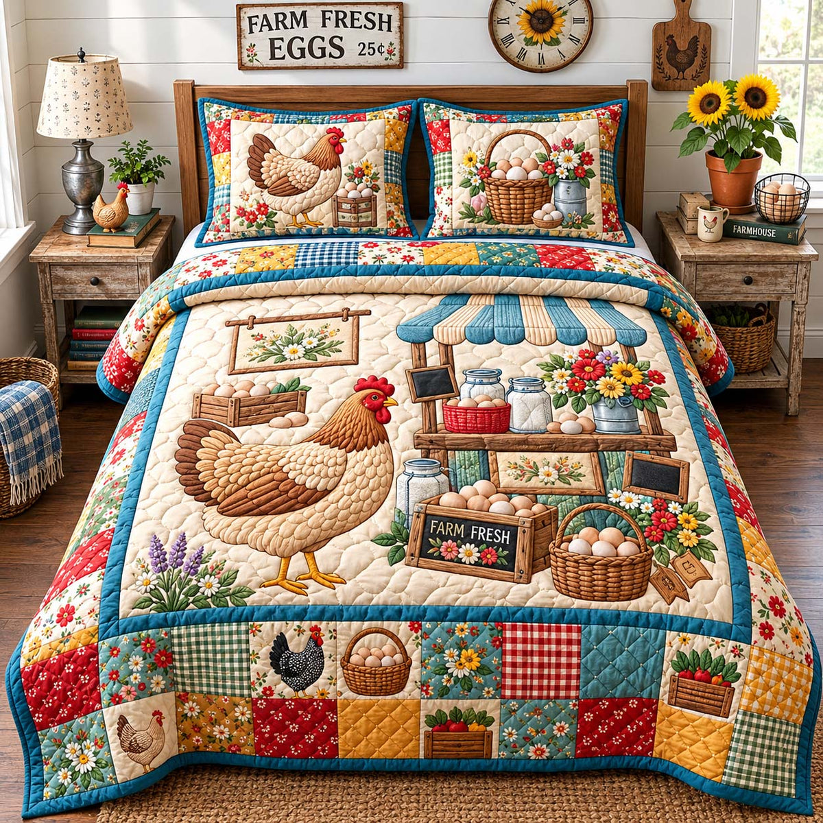 Farm Fresh Market 3-Piece Quilted Bedding Set GFTONTD3517