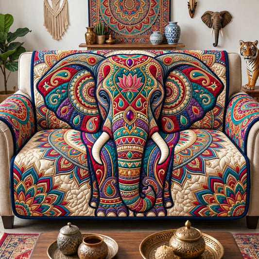 Royal Mandala Elephant Quilted Sofa Cover GFTONTD3524