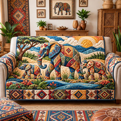 Elephant Family Safari Quilted Sofa Cover GFTONTD3527