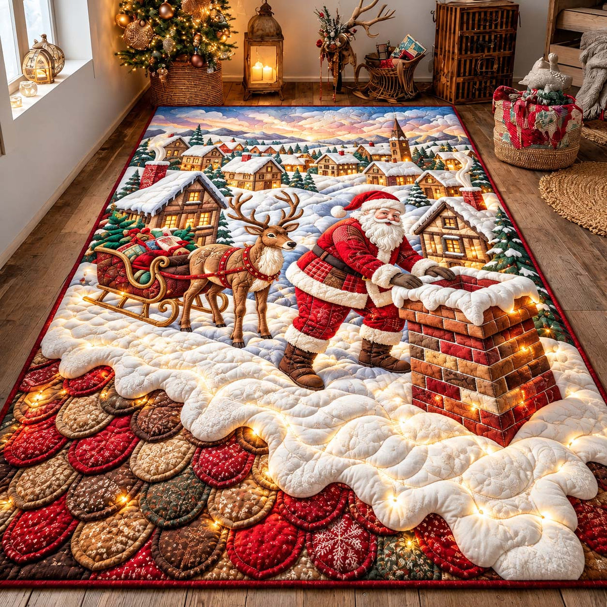 Santa Rooftop Delivery Area Rug GFTONTD3555