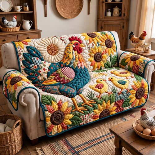 Sunflower Hen Garden Quilted Sofa Cover GFTONTD3570