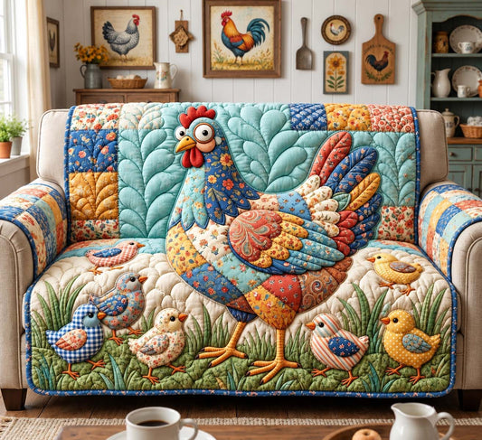 Mama Hen And Chicks Quilted Sofa Cover GFTONTD3575