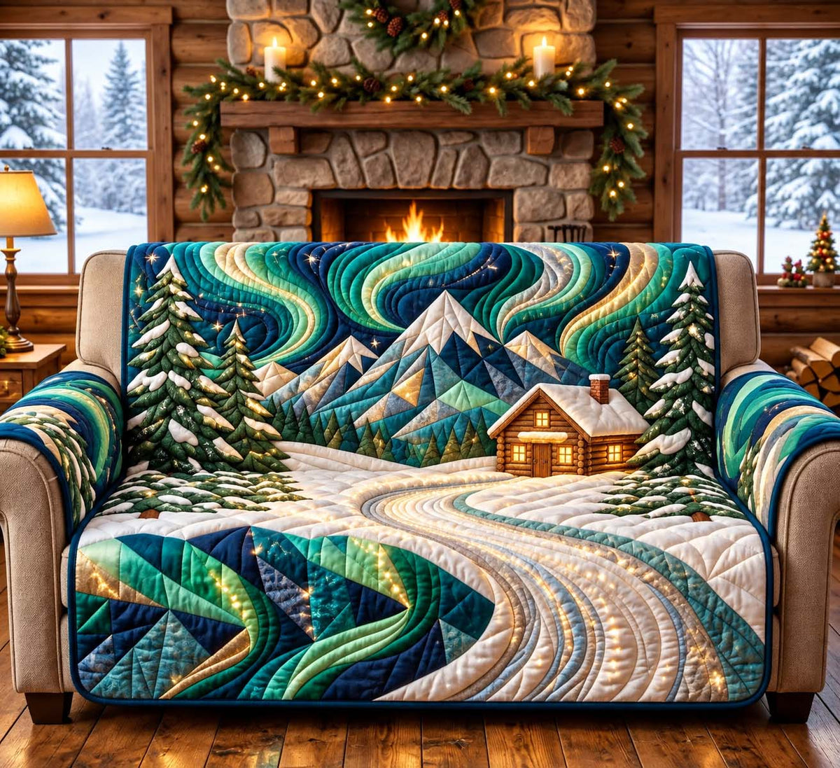 Aurora Mountain Cabin Quilted Sofa Cover GFTONTD3593