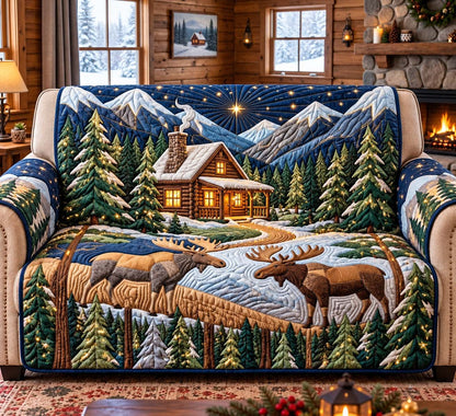 Moose Mountain Lodge Quilted Sofa Cover GFTONTD3597