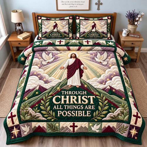 Through Christ 3-Piece Quilted Bedding Set GFTONTD3615