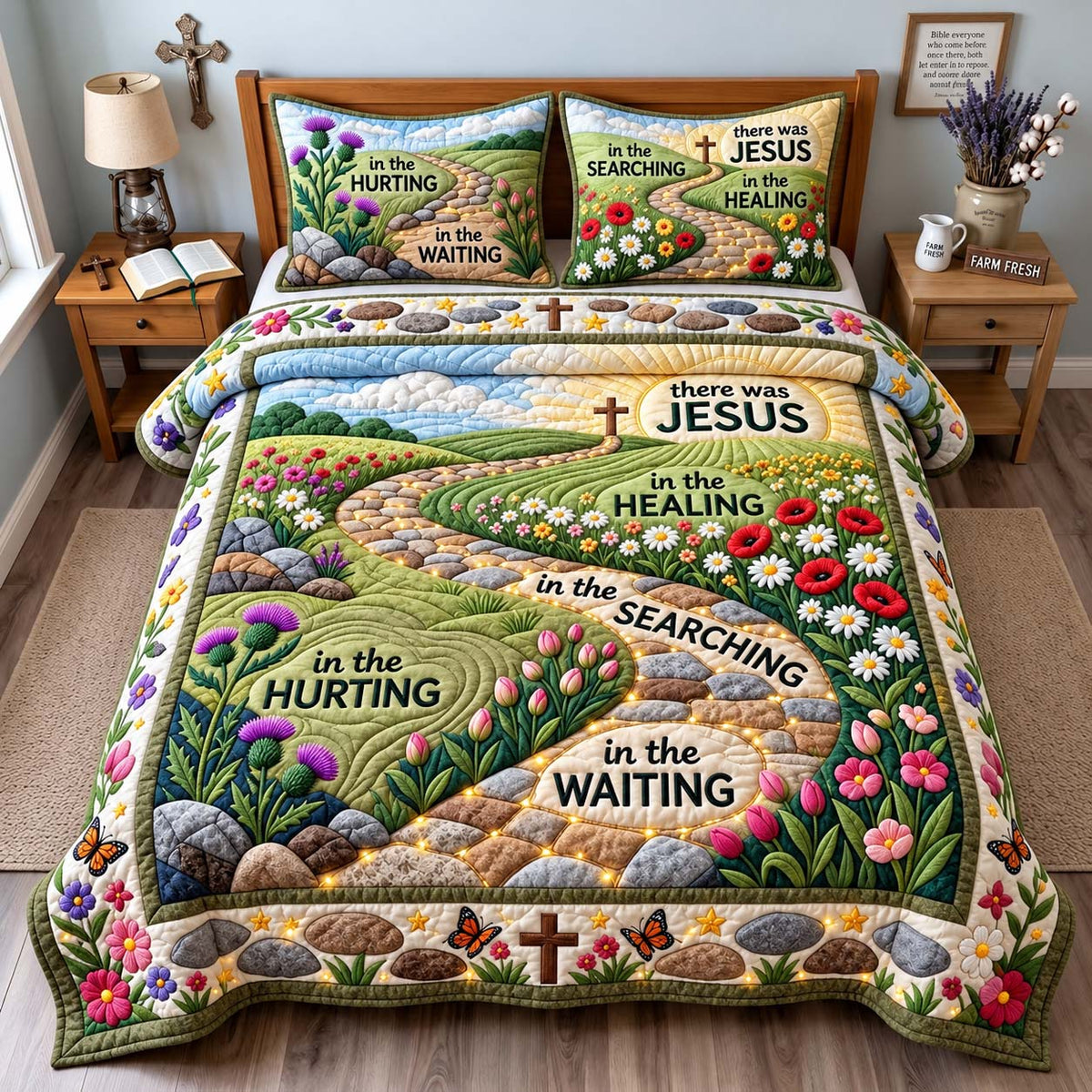 Faithful Journey 3-Piece Quilted Bedding Set GFTONTD3617