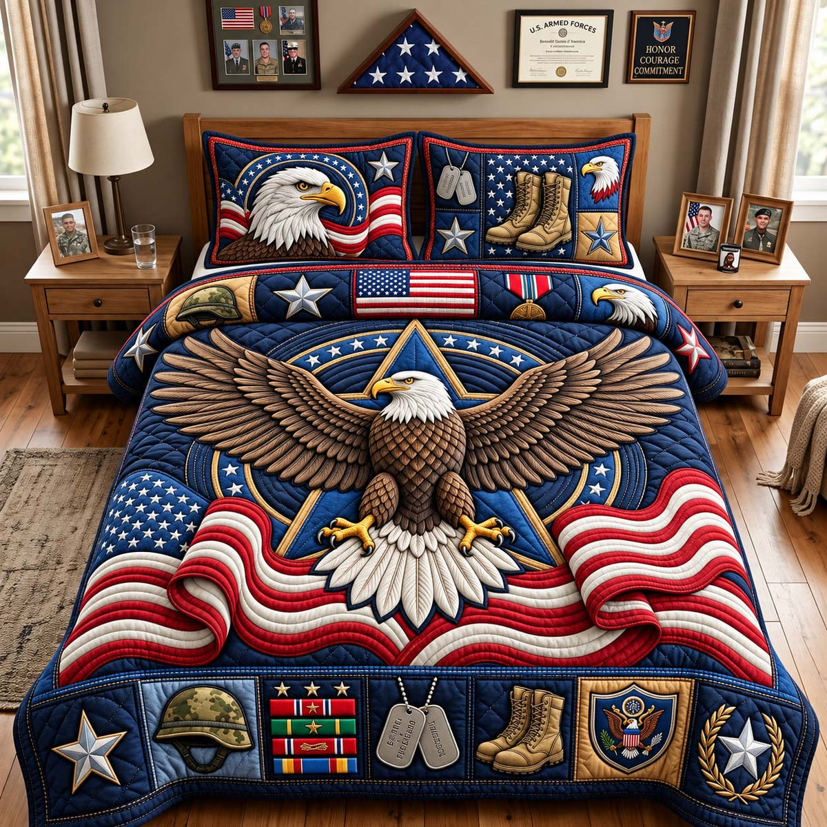 American Eagle Honor 3-Piece Quilted Bedding Set GFTONTD3624