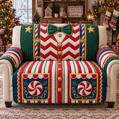 North Pole Candy Quilted Sofa Cover GFTONTD3639