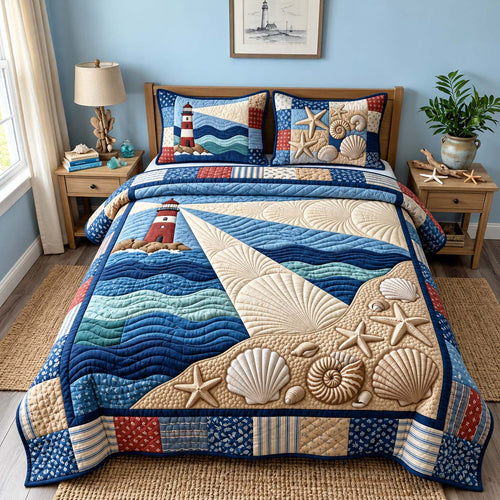 Lighthouse Ocean Breeze 3-Piece Quilted Bedding Set GFTONTD3659