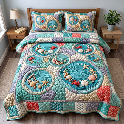 Seaside Tide Pools 3-Piece Quilted Bedding Set GFTONTD3660