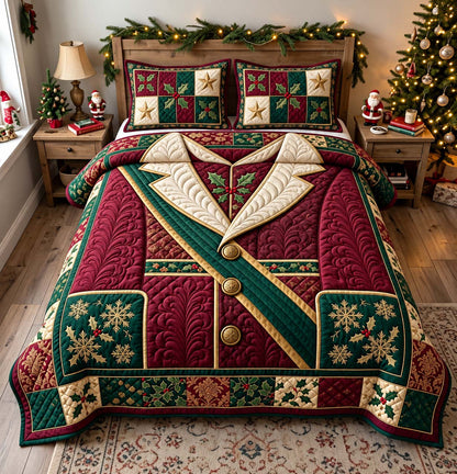 Royal Christmas Santa 3-Piece Quilted Bedding Set GFTONTD3667