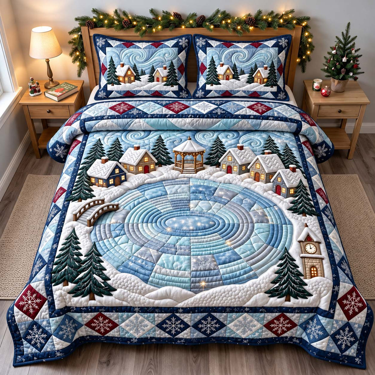 Frozen Christmas Village 3-Piece Quilted Bedding Set GFTONTD3674