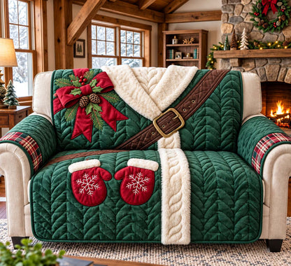 Evergreen Santa Coat Quilted Sofa Cover GFTONTD3678