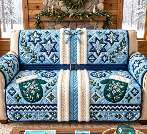 Frosted Snowflake Coat Quilted Sofa Cover GFTONTD3679