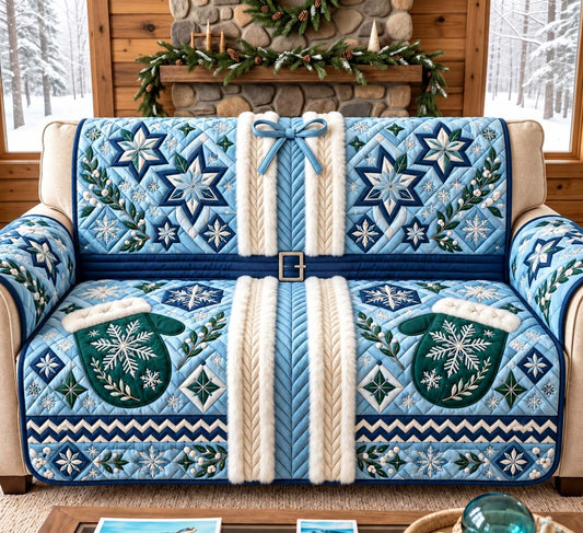 Frosted Snowflake Coat Quilted Sofa Cover GFTONTD3679