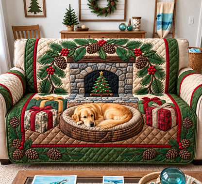 Golden Holiday Retreat Quilted Sofa Cover GFTONTD3688