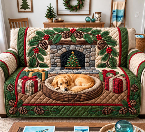 Golden Holiday Retreat Quilted Sofa Cover GFTONTD3688