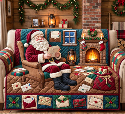 Santa Christmas Letters Quilted Sofa Cover GFTONTD3731