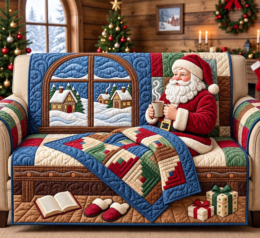 Santa Winter Cocoa Quilted Sofa Cover GFTONTD3734