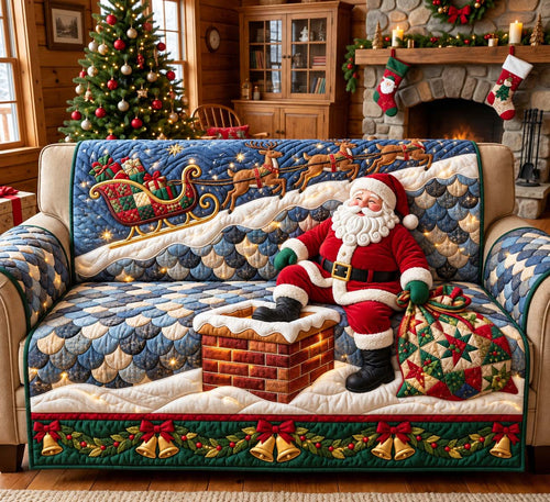 Santa Rooftop Stop Quilted Sofa Cover GFTONTD3743