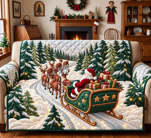 Snowy Forest Journey Quilted Sofa Cover GFTONTD3744