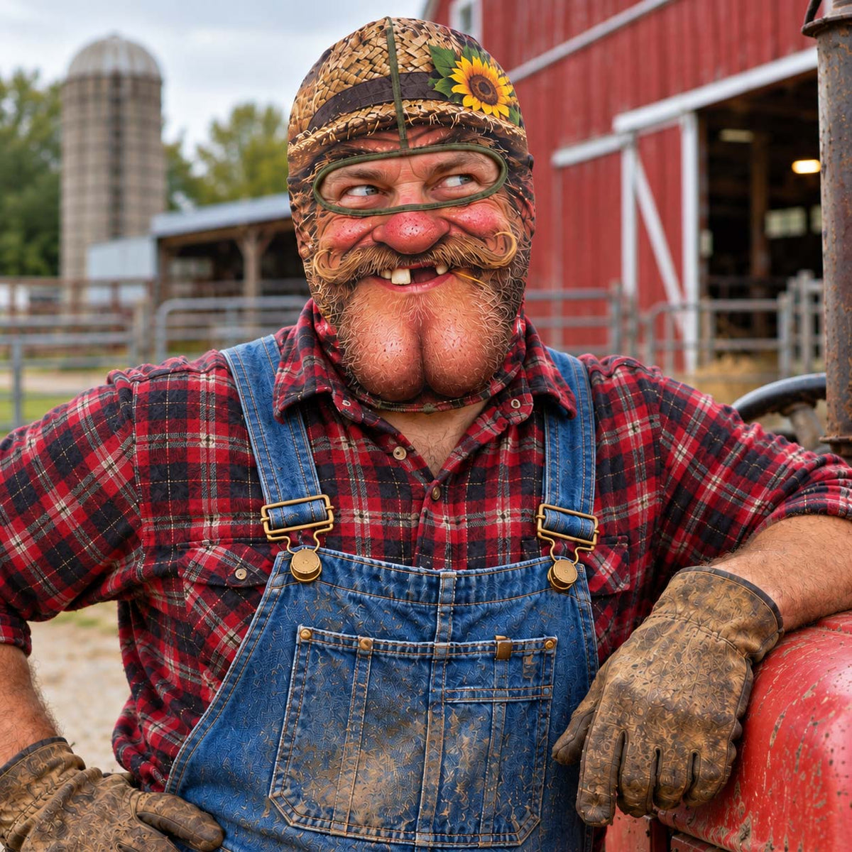 Sunflower Farmer Funny Face Mask GFTONTD3747