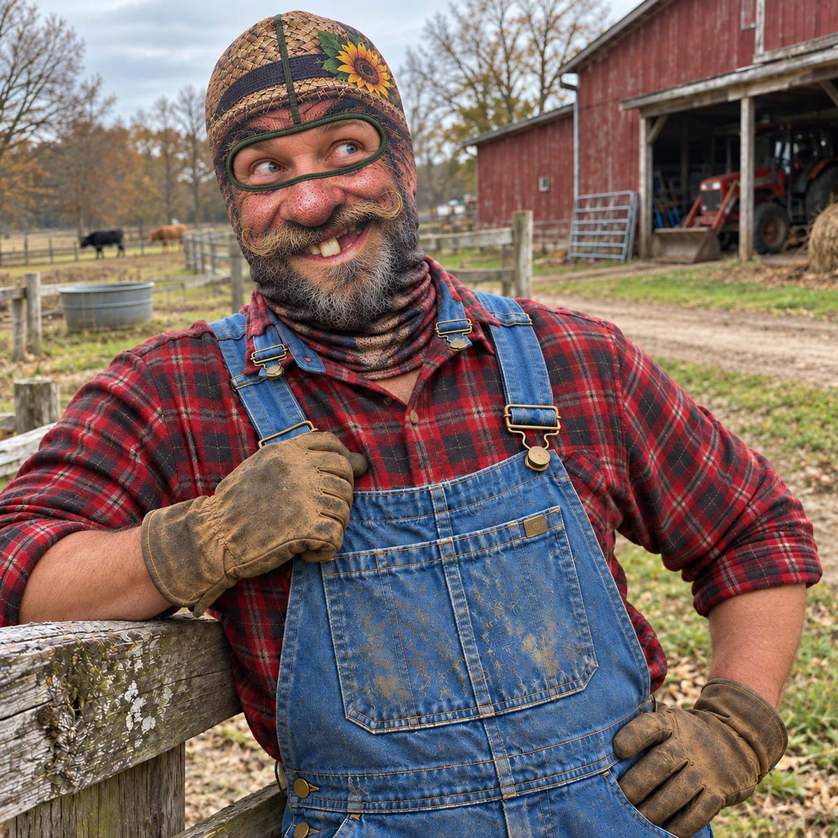 Sunflower Farmer Funny Face Mask GFTONTD3747