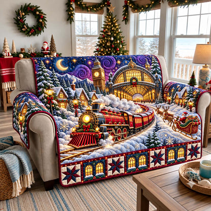 Christmas Station Express Quilted Sofa Cover GFTONTD3772