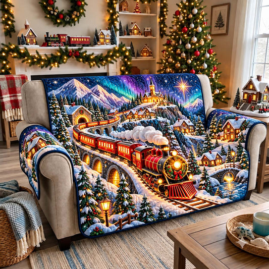 Aurora Holiday Express Quilted Sofa Cover GFTONTD3775